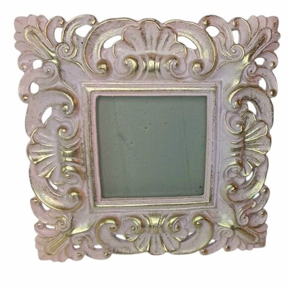 Pink & Gold Photo Frame Scallop Design Tabletop or Hanging 8"x8" Photo 3.5"x3.5" - Picture 5 of 13